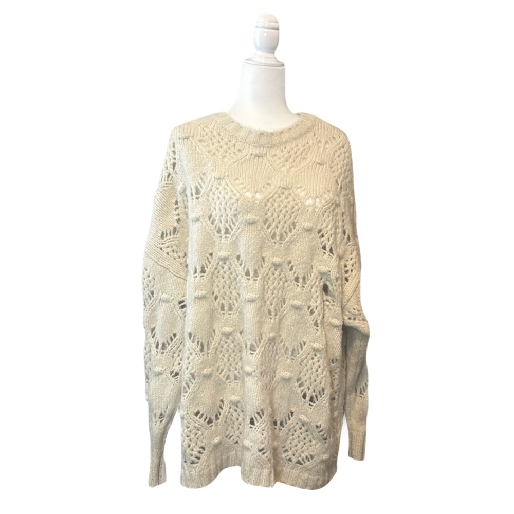 Cream Chunky Knit Sweater, Cream, AE American Eagle, Extra Large